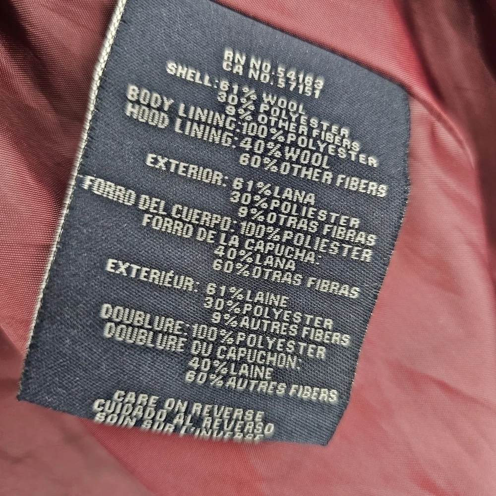 Tommy Hilfiger Navy Women's Single-breasted Wool-blend Coat Size Large